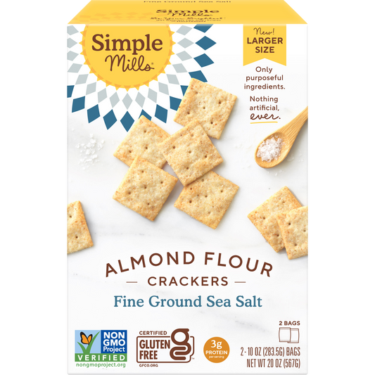 Simple Mills Almond Flour Crackers, Fine Ground Sea Salt, 20 oz