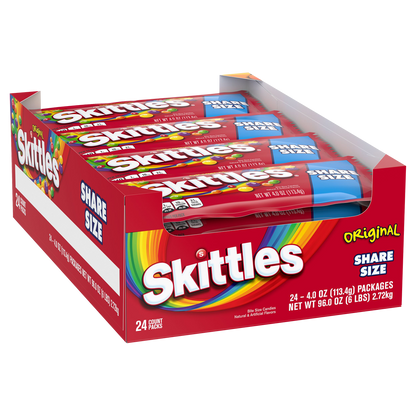 Skittles Original Share Size Chewy Candy, 4 oz, 24 ct