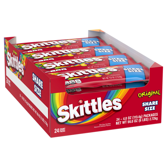 Skittles Original Share Size Chewy Candy, 4 oz, 24 ct