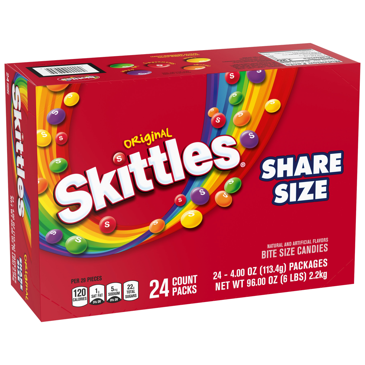 Skittles Original Share Size Chewy Candy, 4 oz, 24 ct