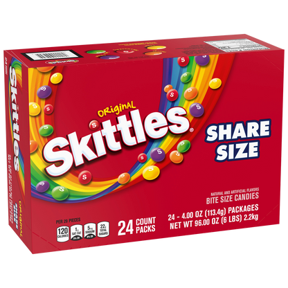 Skittles Original Share Size Chewy Candy, 4 oz, 24 ct