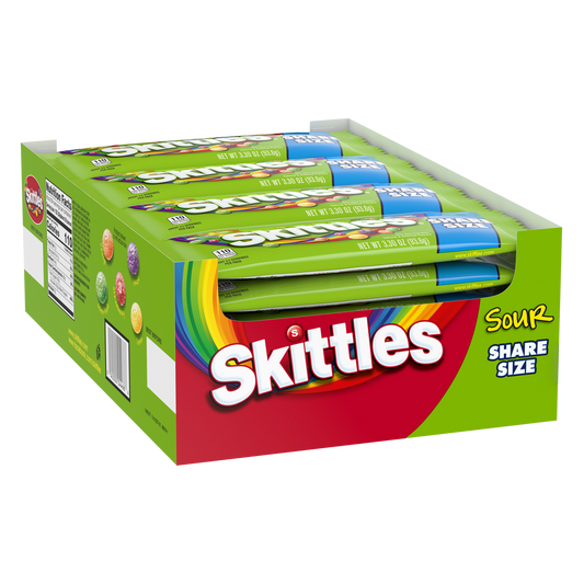 Skittles Sour Chewy Candy, Share Size, 1.8 oz, 24 ct