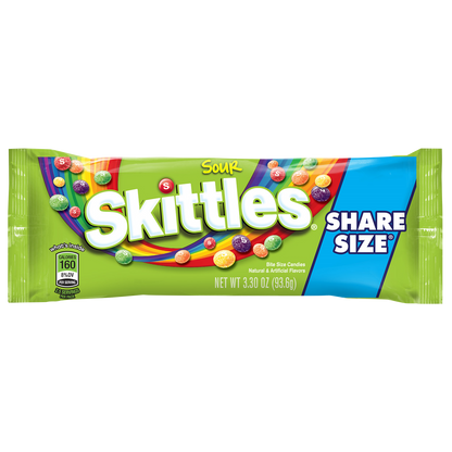 Skittles Sour Chewy Candy, Share Size, 3.3 oz, 24 ct