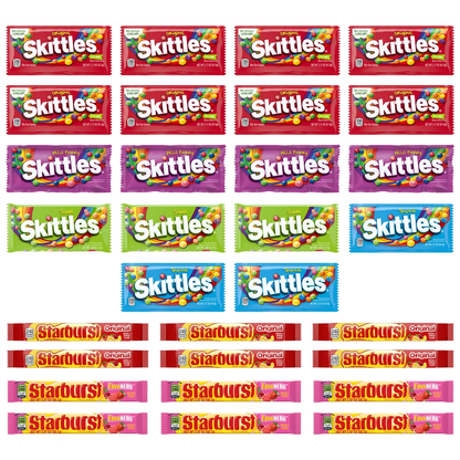 Skittles and Starburst Chewy Candy, Variety Pack, 30 ct