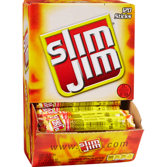 Slim Jim Snack Stick, Original, 0.28 oz, 120 ct