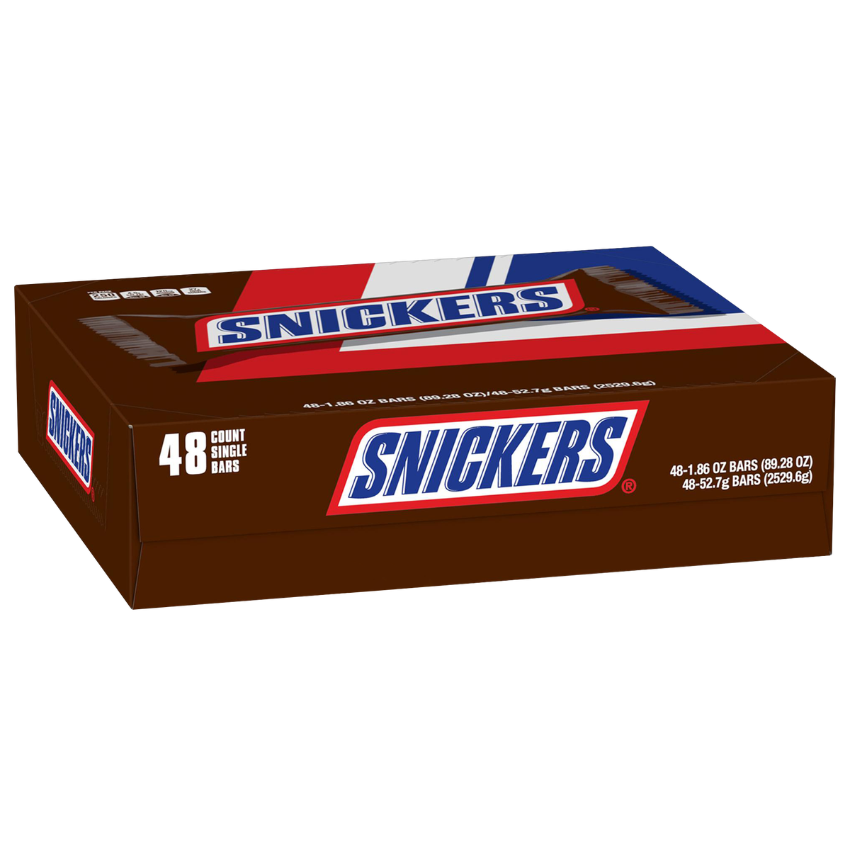 Snickers Peanut Chocolate Candy Bar, Full Size, 1.86 oz, 48 ct