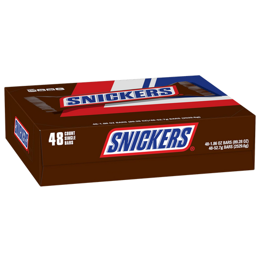 Snickers Peanut Chocolate Candy Bar, Full Size, 1.86 oz, 48 ct