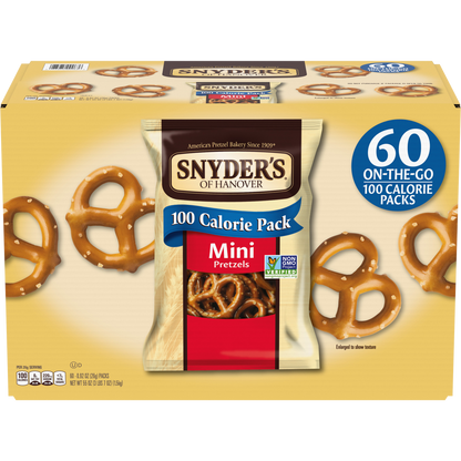 Snyder's of Hanover Mini Pretzels, 100 Calorie Pack, 0.92 oz, 60 ct