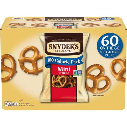 Snyder's of Hanover Mini Pretzels, 100 Calorie Pack, 0.92 oz, 60 ct