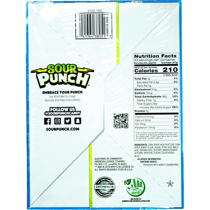 Sour Punch Straws, Blue Raspberry, 2 oz, 24 ct