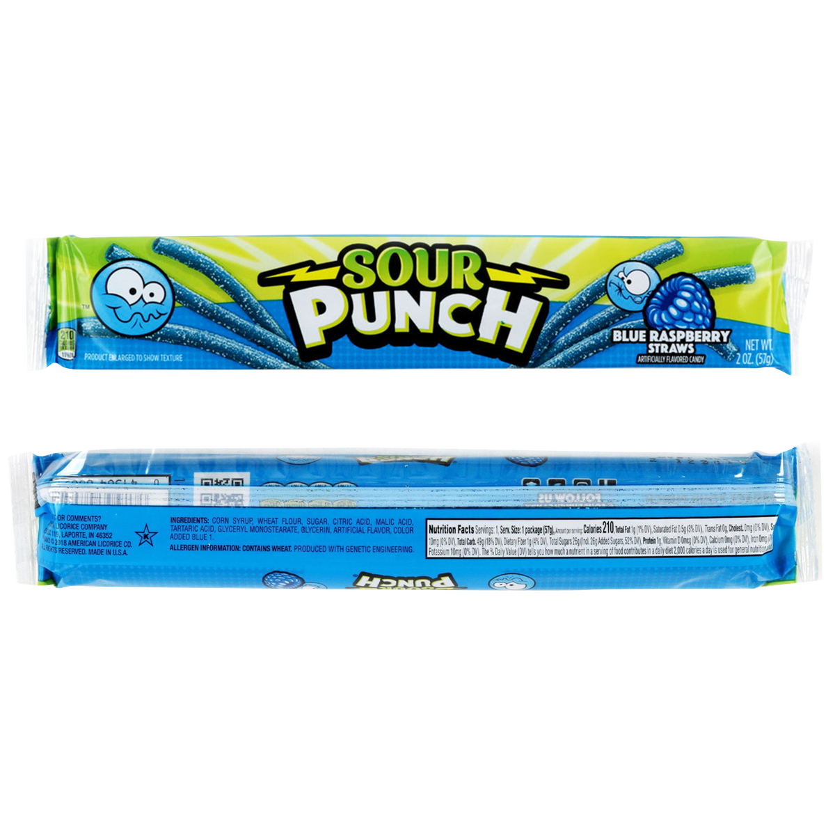 Sour Punch Straws, Blue Raspberry, 2 oz, 24 ct