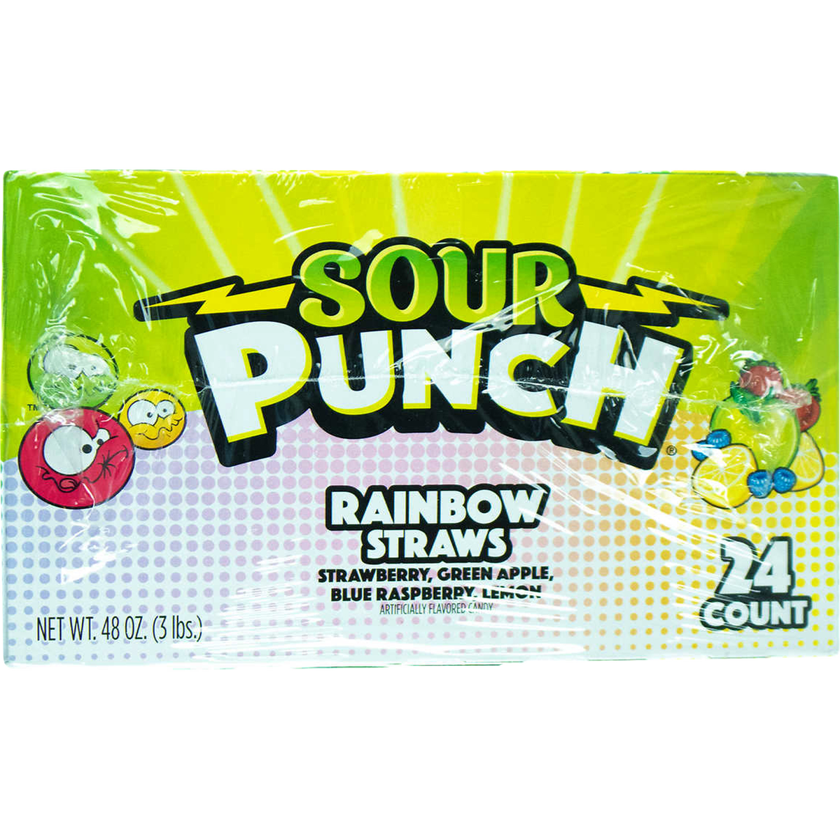 Sour Punch Straws, Rainbow, 2 oz, 24 ct