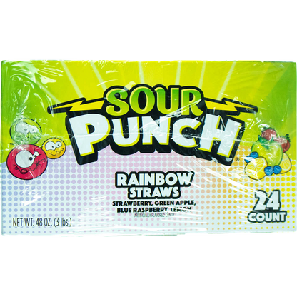 Sour Punch Straws, Rainbow, 2 oz, 24 ct