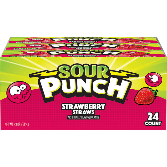 Sour Punch Straws, Strawberry, 2 oz, 24 ct
