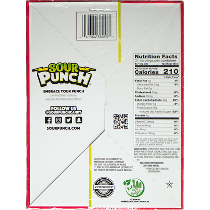 Sour Punch Straws, Strawberry, 2 oz, 24 ct