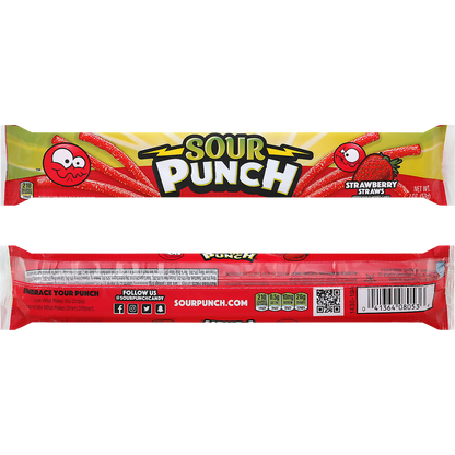 Sour Punch Straws, Strawberry, 2 oz, 24 ct