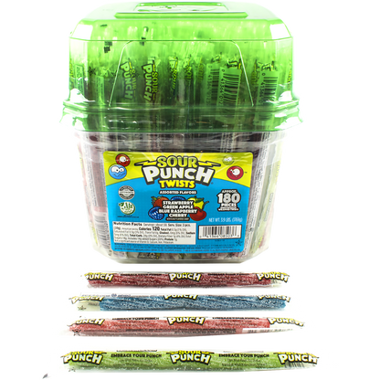 Sour Punch Twists, 6 Individually Wrapped Candy, Assorted Flavors, 180 ct