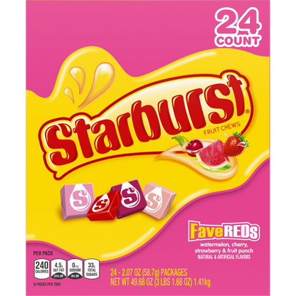 Starburst Chewy Candy, Full Size FaveREDs, 2.07 oz, 24 ct