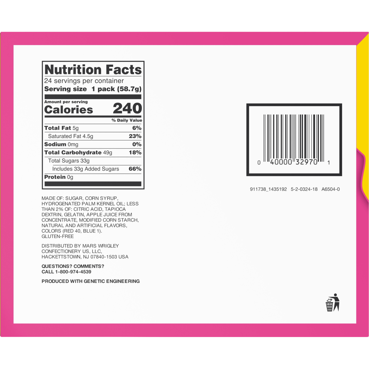 Starburst Chewy Candy, Full Size FaveREDs, 2.07 oz, 24 ct