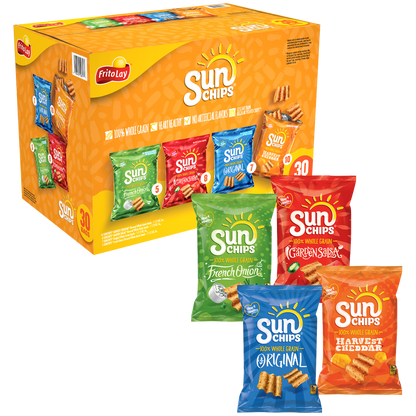 SunChips Whole Grain Snacks, Variety Pack, 1.5 oz, 30 ct