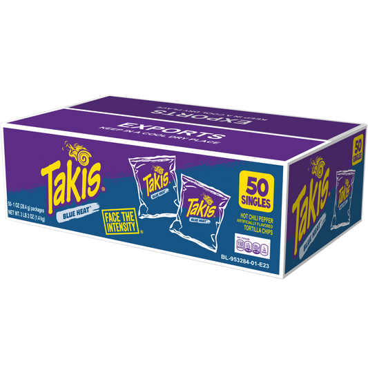 Takis Blue Heat Tortilla Chips, Hot Chili Pepper, 1 oz, 50 ct