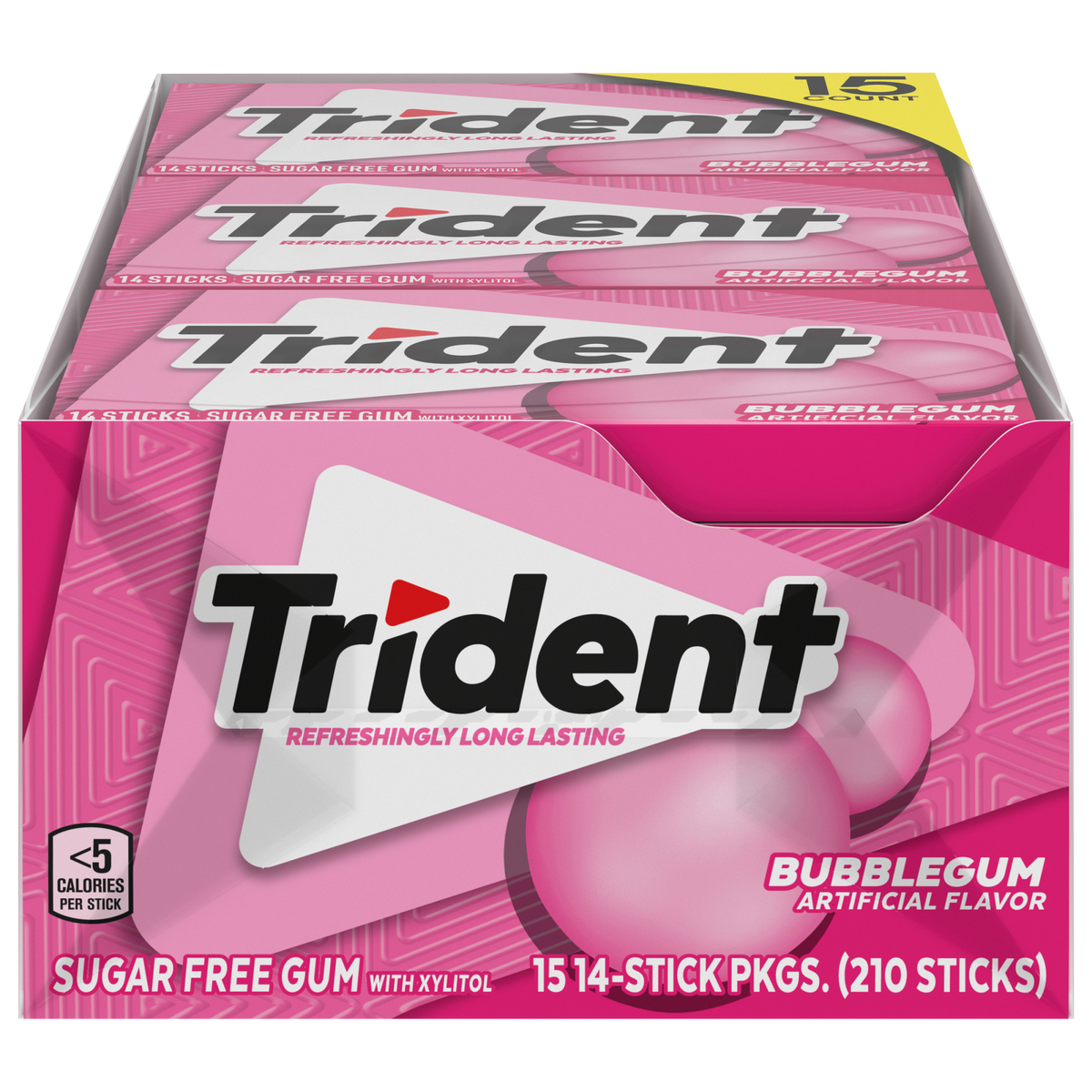 Trident Sugar Free Gum, Bubblegum, 14 Pieces, 15 ct