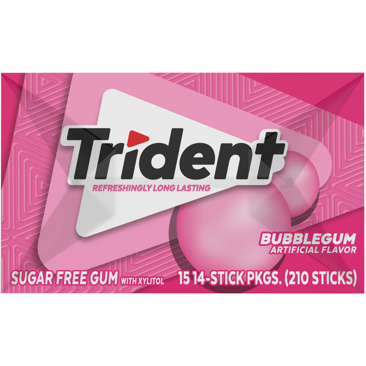 Trident Sugar Free Gum, Bubblegum, 14 Pieces, 15 ct