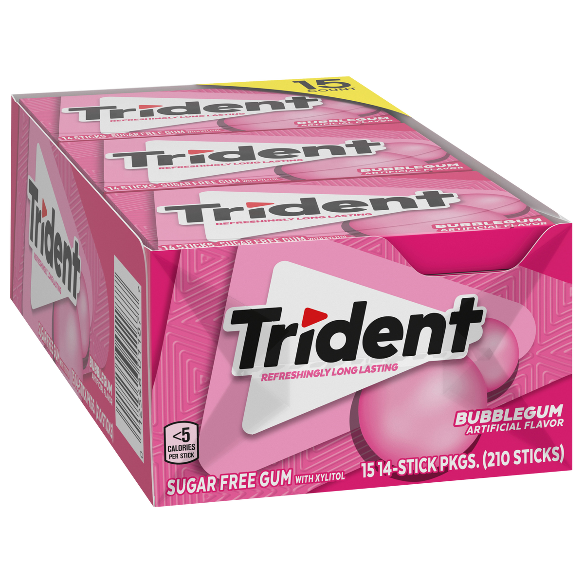 Trident Sugar Free Gum, Bubblegum, 14 Pieces, 15 ct
