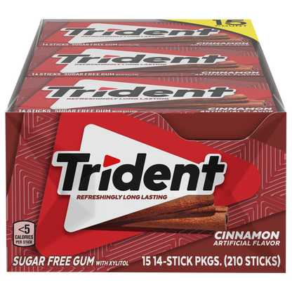 Trident Sugar Free Gum, Cinnamon, 14 Pieces, 15 ct