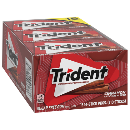 Trident Sugar Free Gum, Cinnamon, 14 Pieces, 15 ct