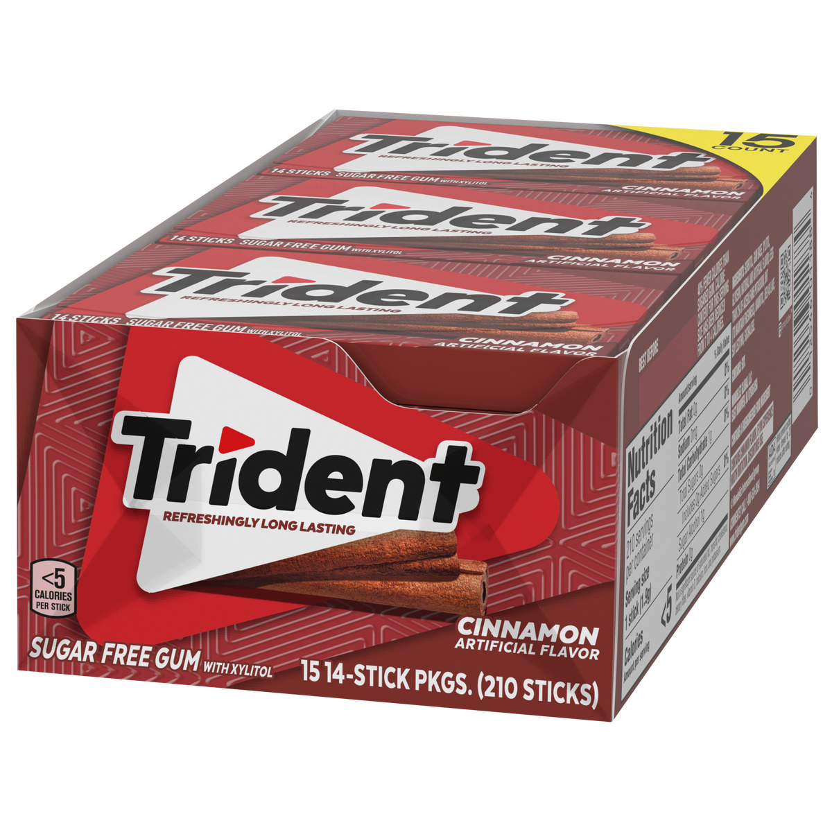 Trident Sugar Free Gum, Cinnamon, 14 Pieces, 15 ct