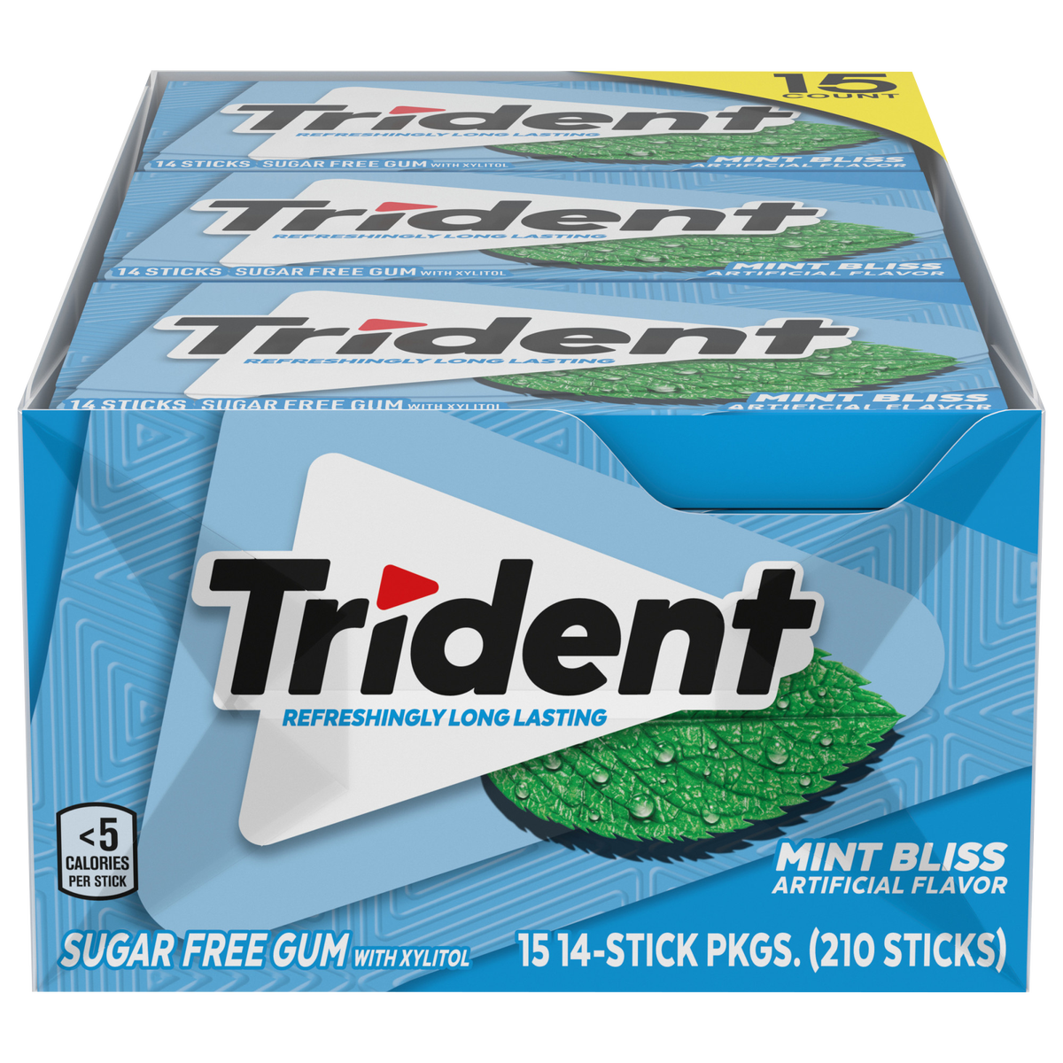 Trident Sugar Free Gum, Mint Bliss, 14 Pieces, 15 ct