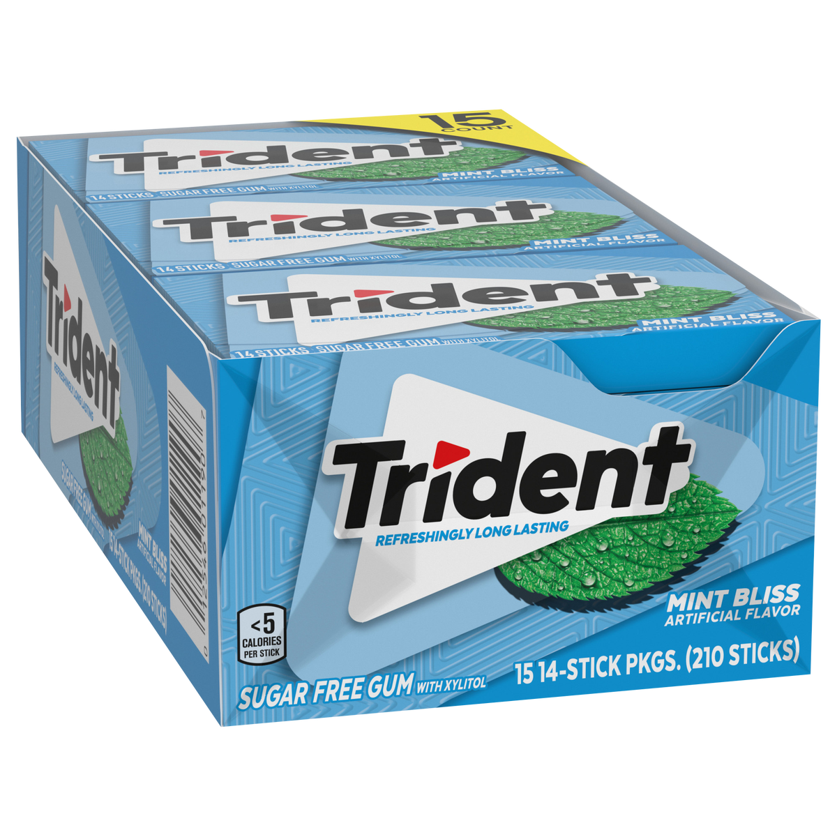 Trident Sugar Free Gum, Mint Bliss, 14 Pieces, 15 ct