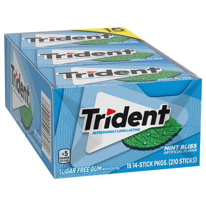 Trident Sugar Free Gum, Mint Bliss, 14 Pieces, 15 ct