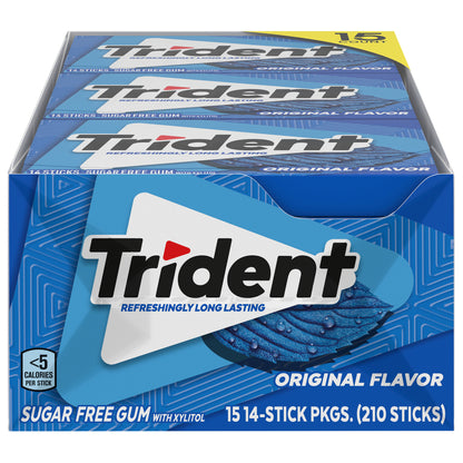 Trident Sugar Free Gum, Original, 14 Pieces, 15 ct