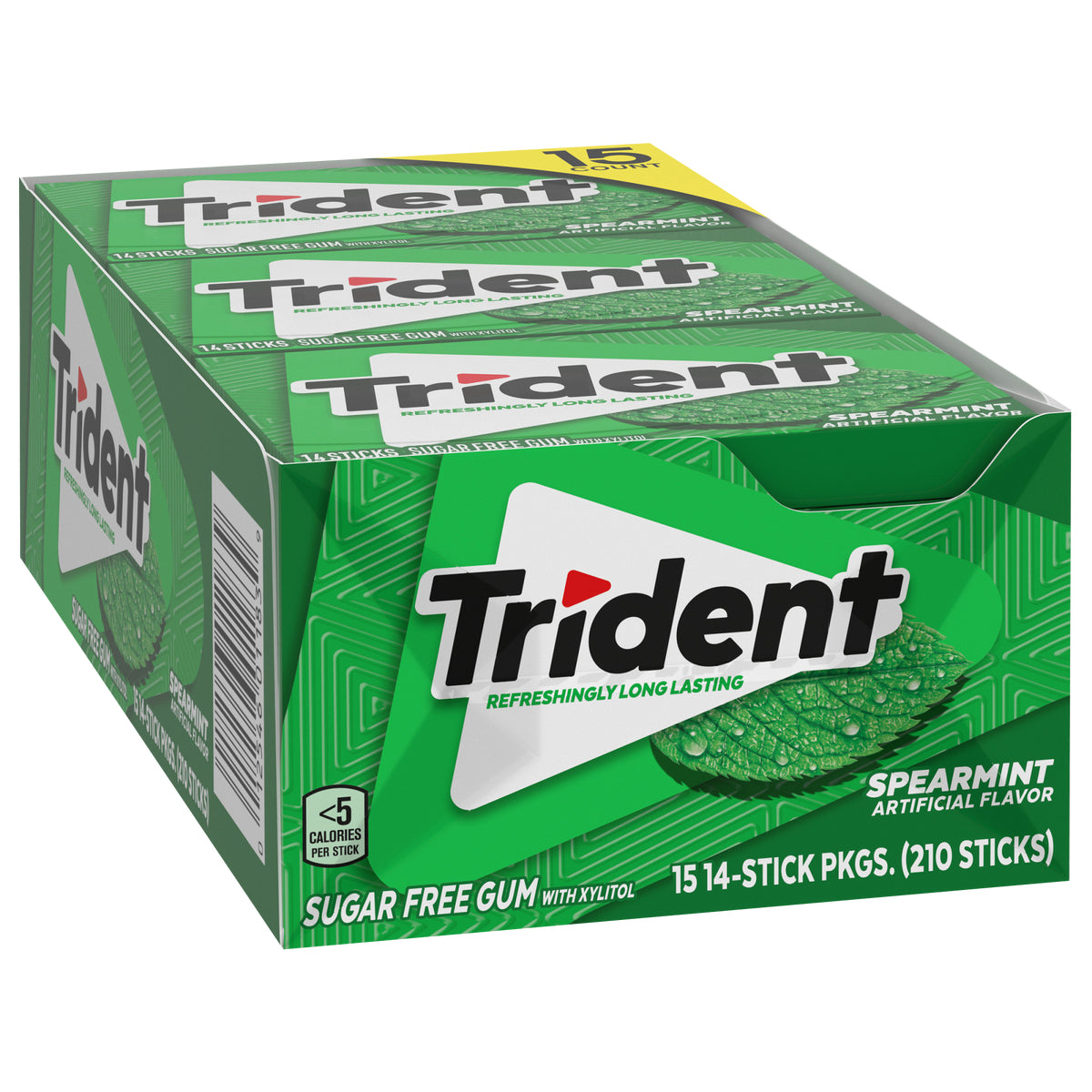 Trident Sugar Free Gum, Spearmint, 14 Pieces, 15 ct