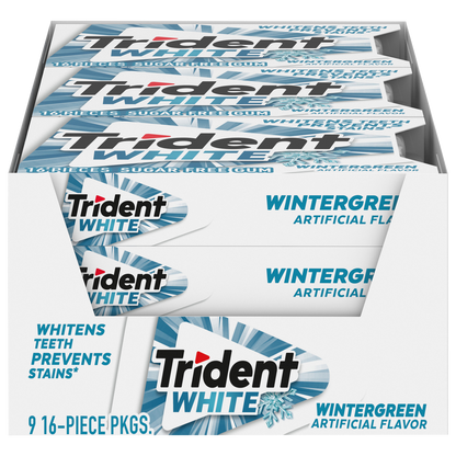 Trident White Sugar Free Gum, Wintergreen, 16 Pieces, 9 ct