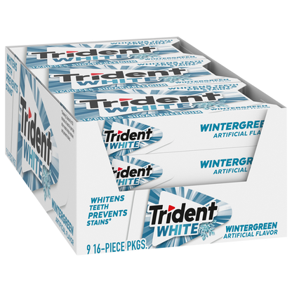Trident White Sugar Free Gum, Wintergreen, 16 Pieces, 9 ct