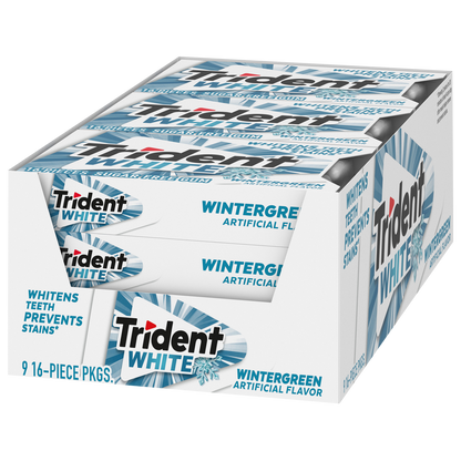Trident White Sugar Free Gum, Wintergreen, 16 Pieces, 9 ct