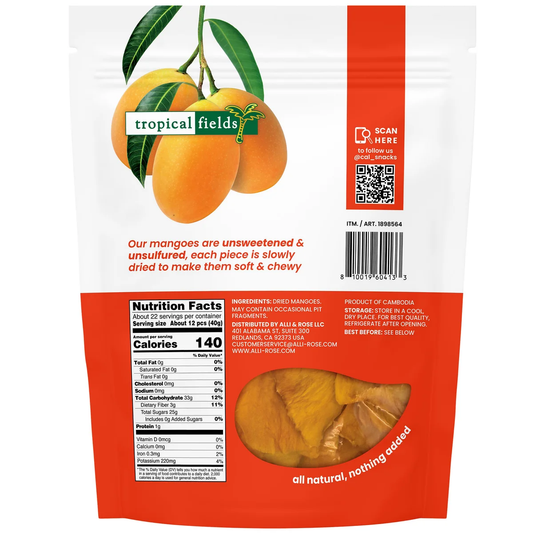Tropical Fields Unsweetened Dried Mangoes, 32 oz