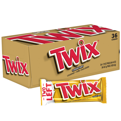 Twix Caramel Cookie Chocolate Candy Bar, Full Size, 1.79 oz, 36 ct