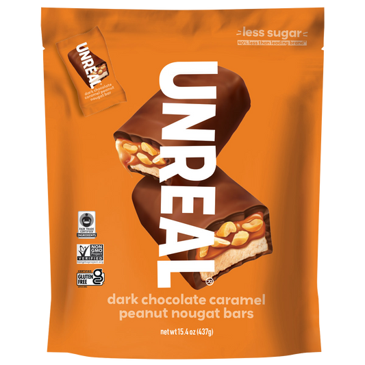UNREAL Dark Chocolate Caramel Peanut Nougat Bars, 15.4 oz
