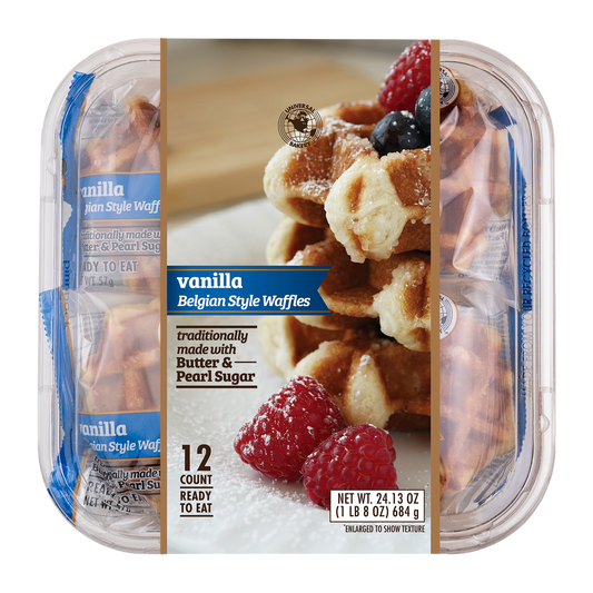 Universal Bakery Belgian Style Waffles, Vanilla, 2 oz, 12 ct