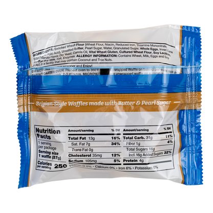 Universal Bakery Belgian Style Waffles, Vanilla, 2 oz, 12 ct