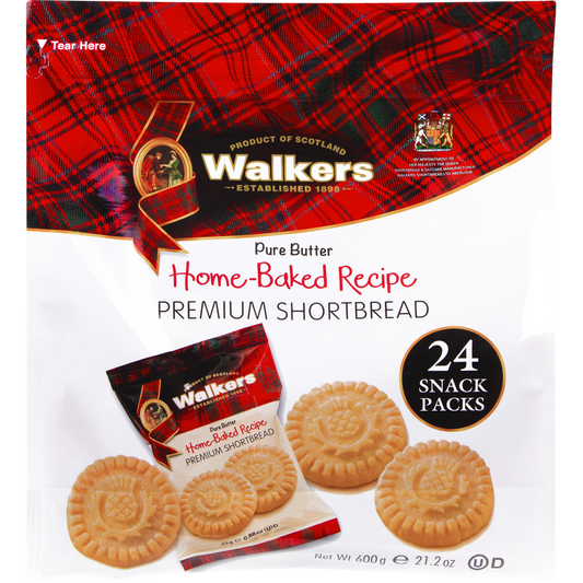 Walkers Pure Butter Premium Shortbread Cookies, 0.89 oz, 24 ct