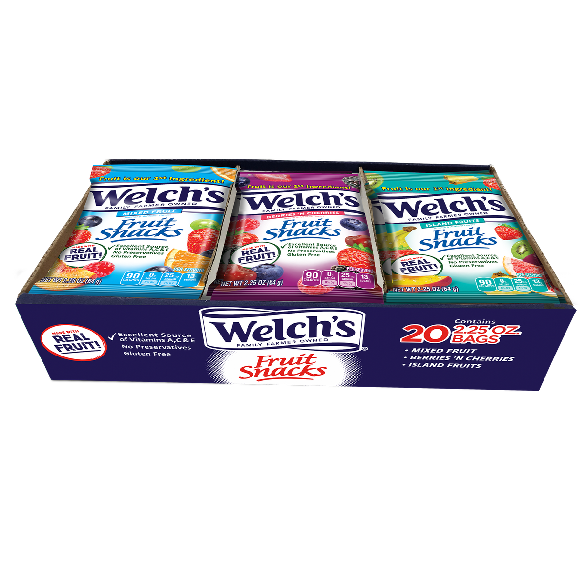 Welch's Fruit Snacks, Variety Pack, 2.25 oz, 20 ct