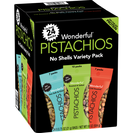 Wonderful Pistachios, No Shell, Variety Pack, 0.75 oz, 24 ct