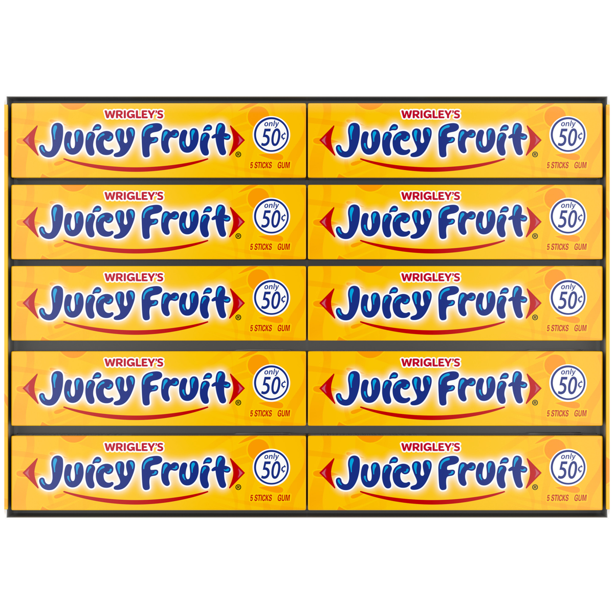 Wrigley's Juicy Fruit Chewing Gum, Original 50 Cent, 5 sticks, 40 ct
