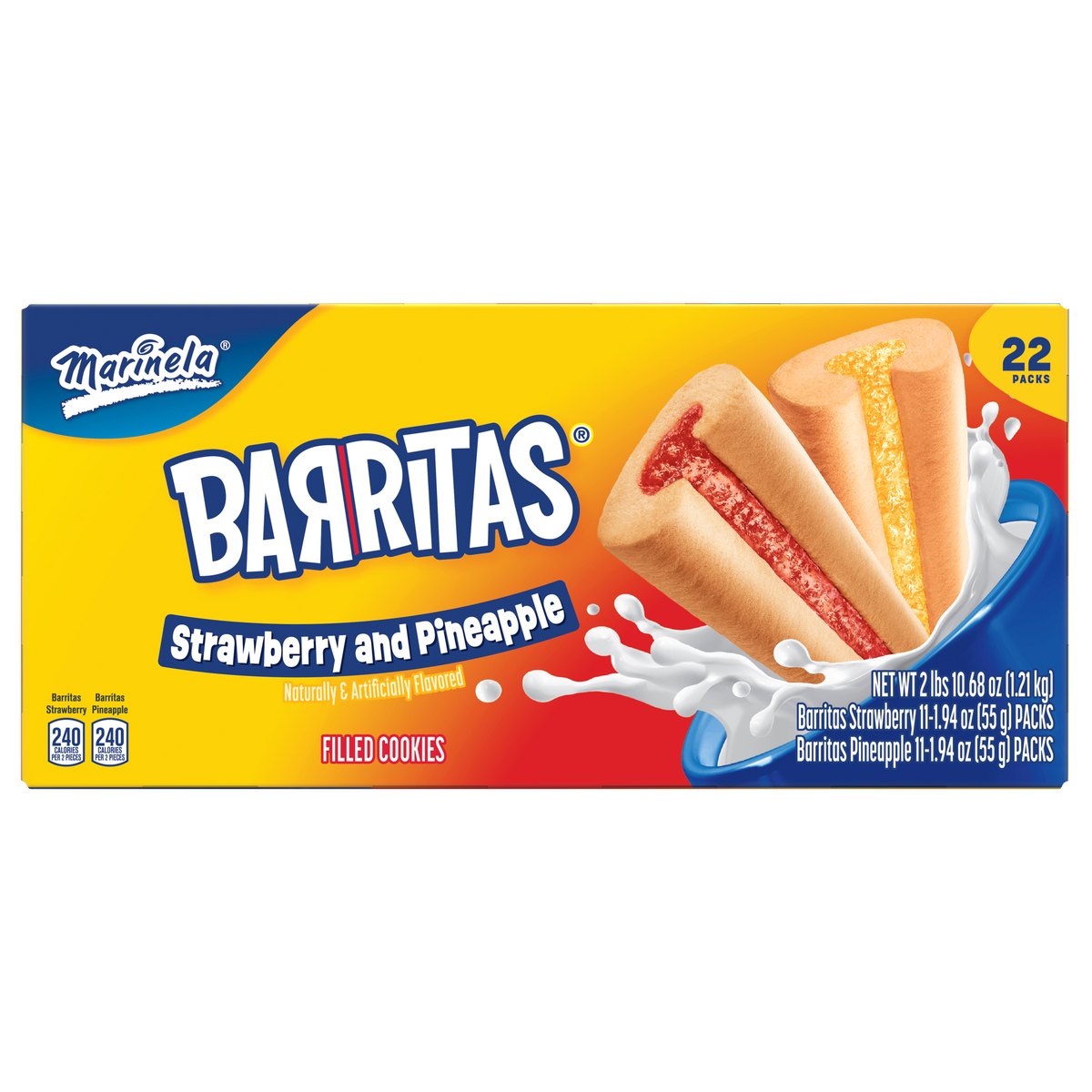 Marinela Barritas Fruit Filled Cookies, Variety Pack, 1.94 oz, 22 ct