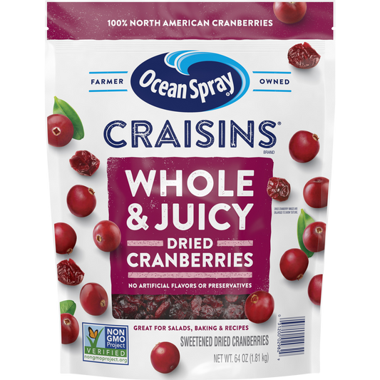 Ocean Spray Craisins, Whole Dried Cranberries, 64 oz